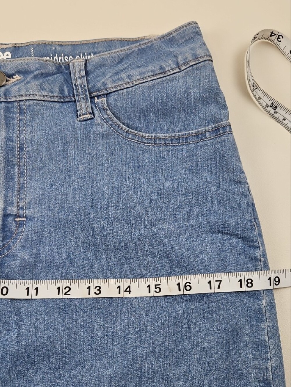 Lee Rider Mid Rise Stretch Denim Skort Size 10 Medium Blue Jean Classic - Picture 9 of 11
